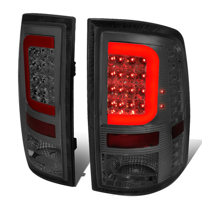 D-Motoring - Tail lights - Red C-Shape 3D LED - Chrome Housing - Smoked Lens - Plug-n-Play - Pair - Dodge Ram 1500 / 2500 / 3500 - 1