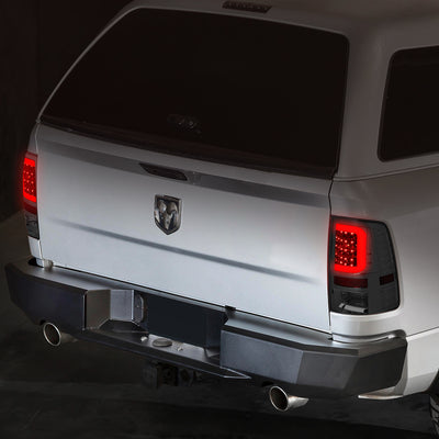 D-Motoring - Tail lights - Red C-Shape 3D LED - Chrome Housing - Smoked Lens - Plug-n-Play - Pair - Dodge Ram 1500 / 2500 / 3500 - 7