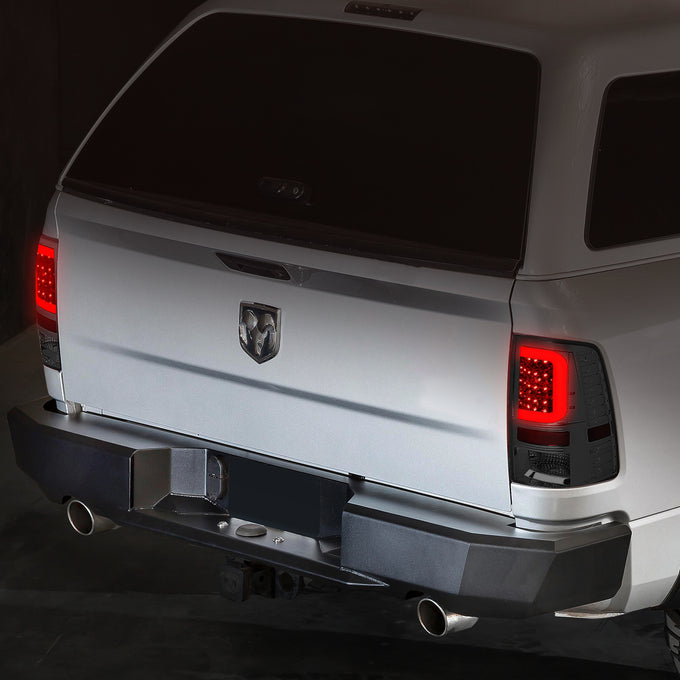 D-Motoring - Tail lights - Red C-Shape 3D LED - Chrome Housing - Smoked Lens - Plug-n-Play - Pair - Dodge Ram 1500 / 2500 / 3500 - 7