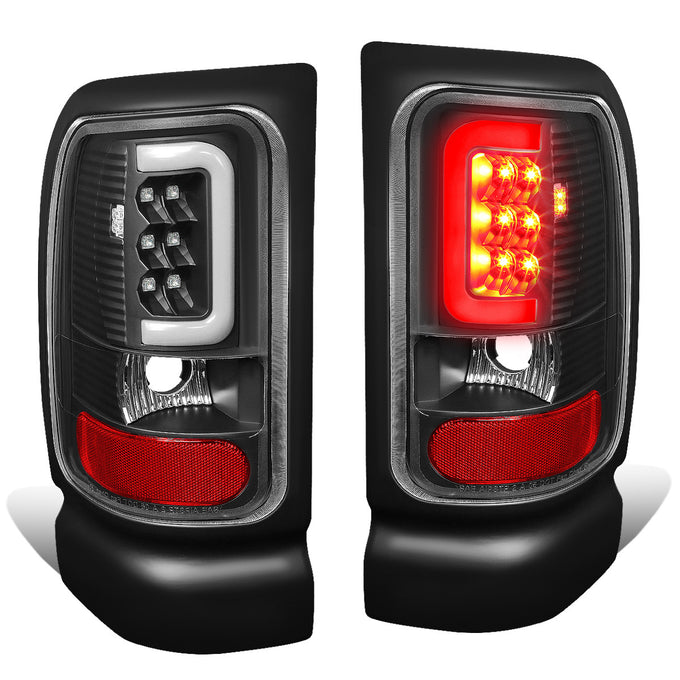 D-Motoring - Tail lights - 3D LED C-Bar - Black Housing - Clear Lens - Plug-n-Play - Pair - Dodge RAM 1500 / 2500 / 3500 - 1
