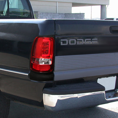 D-Motoring - Tail lights - 3D LED C-Bar - Chrome Housing - Red Lens - Plug-n-Play - Pair - Dodge RAM 1500 / 2500 / 3500 - 7