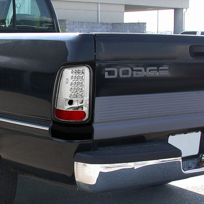 D-Motoring - Tail lights - LED - Chrome Housing - Clear Lens - Plug-n-Play - Pair - Dodge RAM 1500 / 2500 / 3500 - 7
