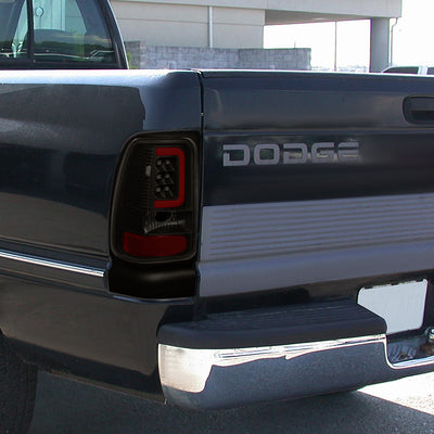 D-Motoring - Tail lights - 3D LED Red C-Bar - Black Housing - Smoked Lens - Plug-n-Play - Pair - Dodge RAM 1500 / 2500 / 3500 - 7