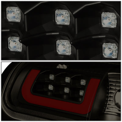 D-Motoring - Tail lights - 3D LED Red C-Bar - Black Housing - Smoked Lens - Plug-n-Play - Pair - Dodge RAM 1500 / 2500 / 3500 - 4
