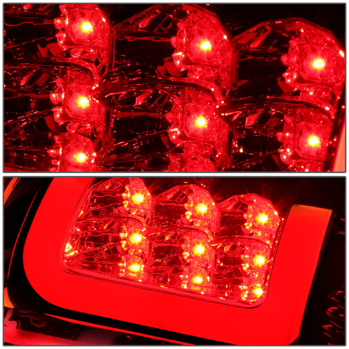 D-Motoring - Tail lights - 3D LED Red C-Bar - Chrome Housing - Clear Lens - Plug-n-Play - Pair - Dodge RAM 1500 / 2500 / 3500 - 3