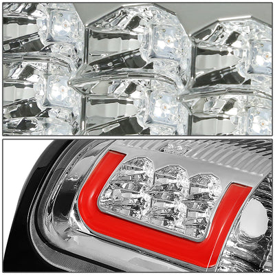 D-Motoring - Tail lights - 3D LED Red C-Bar - Chrome Housing - Clear Lens - Plug-n-Play - Pair - Dodge RAM 1500 / 2500 / 3500 - 4