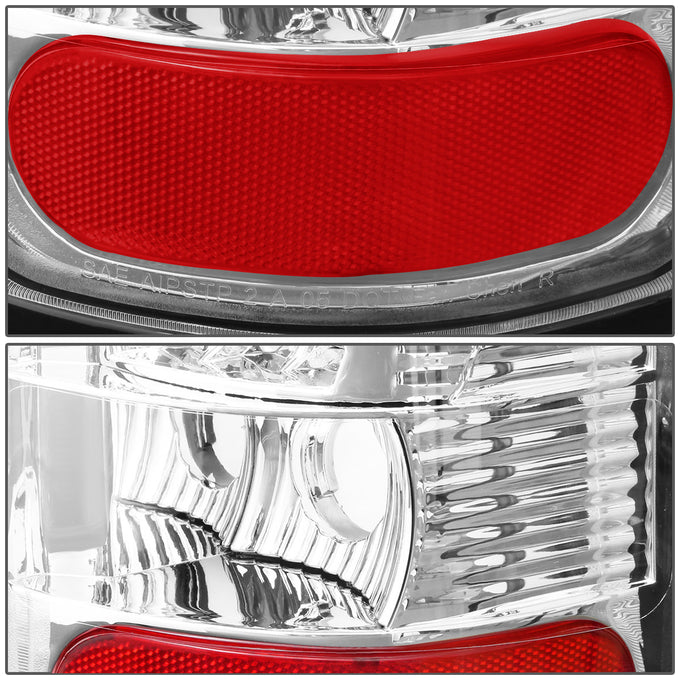 D-Motoring - Tail lights - 3D LED Red C-Bar - Chrome Housing - Clear Lens - Plug-n-Play - Pair - Dodge RAM 1500 / 2500 / 3500 - 5