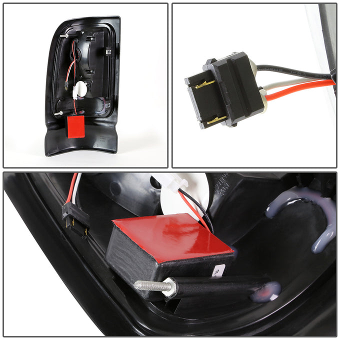D-Motoring - Tail lights - 3D LED Red C-Bar - Chrome Housing - Clear Lens - Plug-n-Play - Pair - Dodge RAM 1500 / 2500 / 3500 - 6