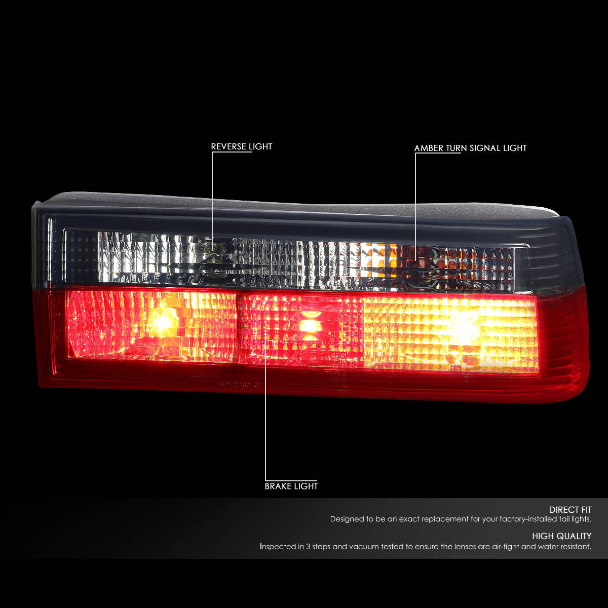 84-91 BMW E30, 318i, 325e, 325i, M3 Brake Tail Lights (Smoked