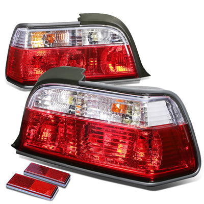 D-Motoring - Tail lights - Chrome Housing - Red Clear Lens - Plug-n-Play - Pair - BMW 318i / 323i / 325i Convertible / M3 Coupe / Convertible - 1