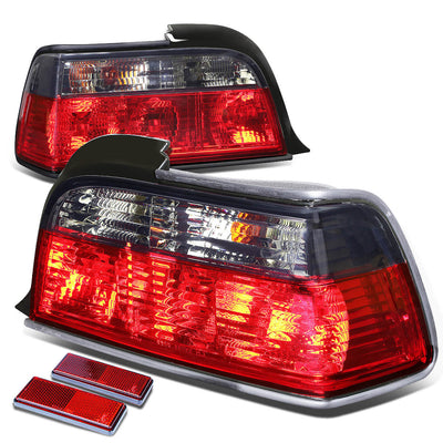 D-Motoring - Tail lights - Chrome Housing - Red Smoked Lens - Plug-n-Play - Pair - BMW 318i / 323i / 325i Convertible / M3 Coupe / Convertible - 1