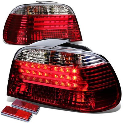 D-Motoring - Tail lights - 3D LED Bar - Chrome Housing - Red Clear Lens - Plug-n-Play - Pair - BMW 750iL / 740iL / 740i - 1