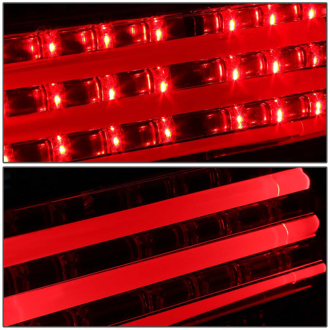 D-Motoring - Tail lights - 3D LED Bar - Chrome Housing - Red Clear Lens - Plug-n-Play - Pair - BMW 750iL / 740iL / 740i - 3