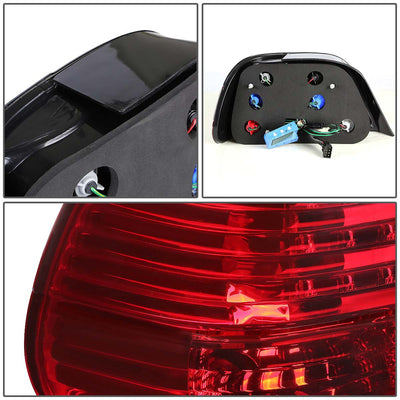 D-Motoring - Tail lights - 3D LED Bar - Chrome Housing - Red Clear Lens - Plug-n-Play - Pair - BMW 750iL / 740iL / 740i - 5