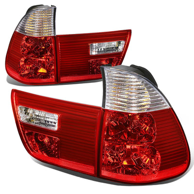 D-Motoring - Tail lights - Chrome Housing - Red Clear Lens - Plug-n-Play - Pair - 2000-2006 BMW X5 - 1