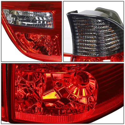 D-Motoring - Tail lights - Chrome Housing - Red Smoked Lens - Plug-n-Play - Pair - 2000-2006 BMW X5 - 3