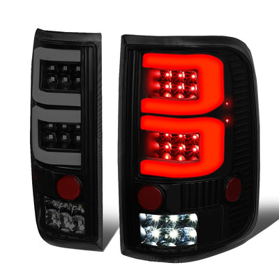 Dual LED C-Bar Tail Lights(Black)<br>04-08 Ford F-150, Lobo