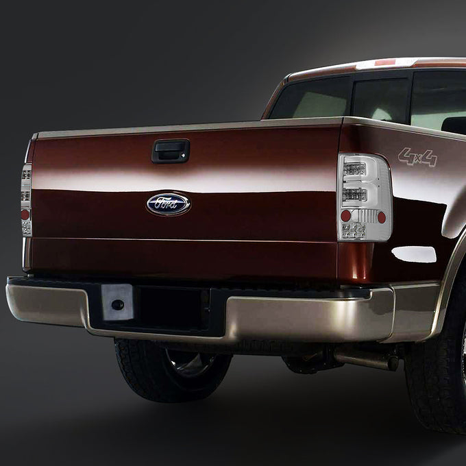 D-Motoring - 04-08 Ford F-150, Lobo Tail Lights - Full LED+Dual 3D Tube Bar - Clear lens - Plug-n-play - Pair - 7