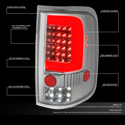D-Motoring - 04-08 Ford F-150, Lobo  Tail Lights - 3D LED Bar - Clear Lens - Plug-n-play - Pair - 2
