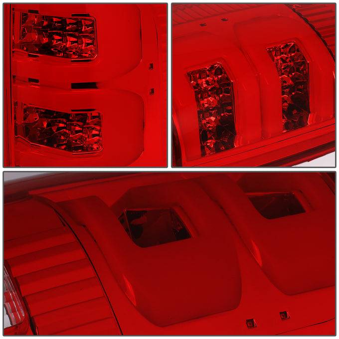 D-Motoring - 04-08 Ford F-150, Lobo Tail Lights - Full LED+Dual 3D Tube Bar - Red Lens - Plug-n-play - Pair - 4