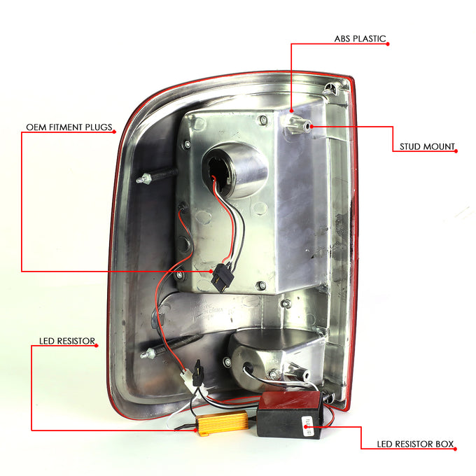 D-Motoring - 04-08 Ford F-150, Lobo  Tail Lights - 3D LED Bar - Red Lens - Plug-n-play - Pair - 6