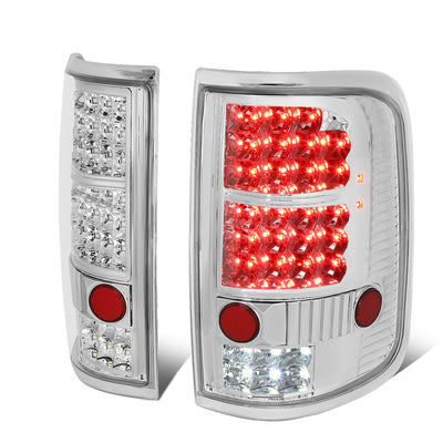 D-Motoring - 04-08 Ford F-150 Lobo Tail Lights - Full LED - Chrome Housing - Clear Lens - Plug-n-play - Pair - 1
