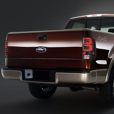 D-Motoring - 04-08 Ford F-150, Lobo Tail Lights - Full LED+Red 3D Tube Bar - Clear Lens - Plug-n-play - Pair - 7