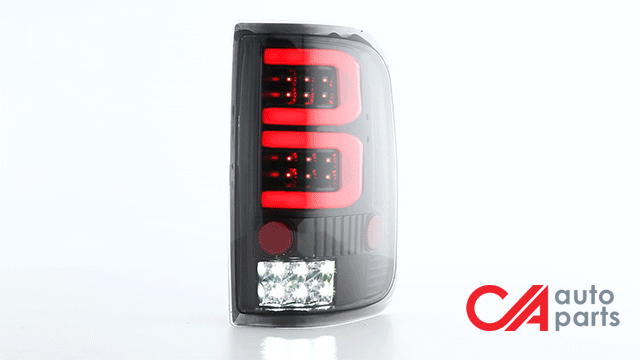 Dual Red LED C-Bar Tail Lights (Black)<br>04-08 Ford F-150, Lobo