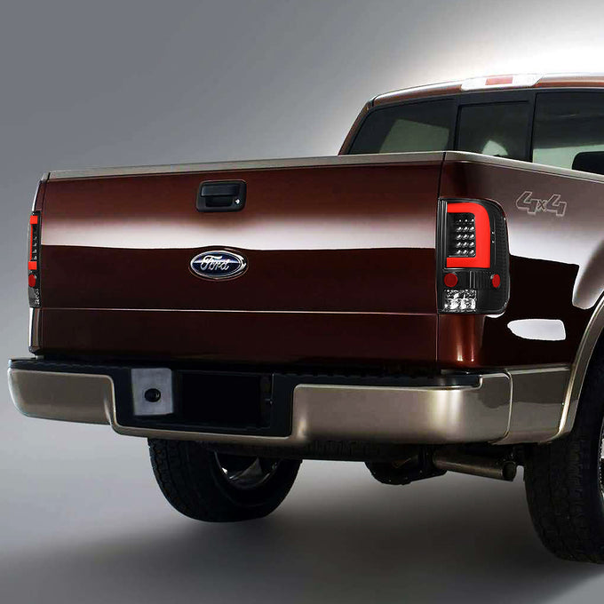 D-Motoring - 04-08 Ford F-150, Lobo  Tail Lights - Red 3D LED Bar - Clear Lens - Plug-n-play - Pair - 7