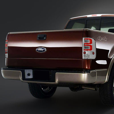 D-Motoring - 04-08 Ford F-150, Lobo Tail Lights - Full LED+Red 3D Tube Bar - Clear Lens - Plug-n-play - Pair - 7