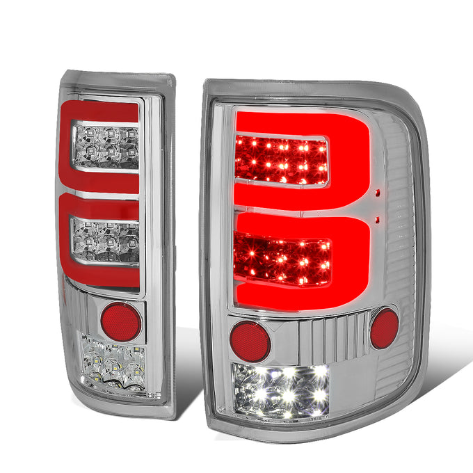 Dual Red LED C-Bar Tail Lights (Clear)<br>04-08 Ford F-150, Lobo