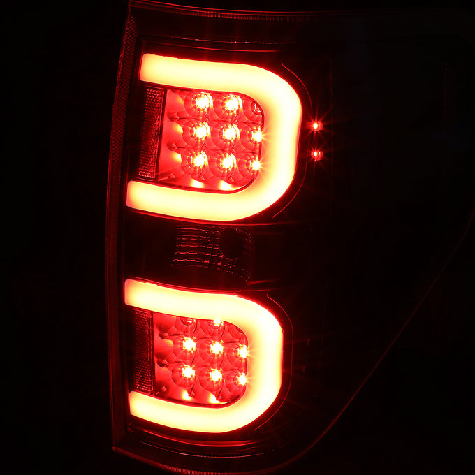 D-Motoring - Tail lights - Dual LED C-Bar - Black Housing - Clear Lens - Plug-n-Play - Pair - 09-14 Ford F-150 - 3