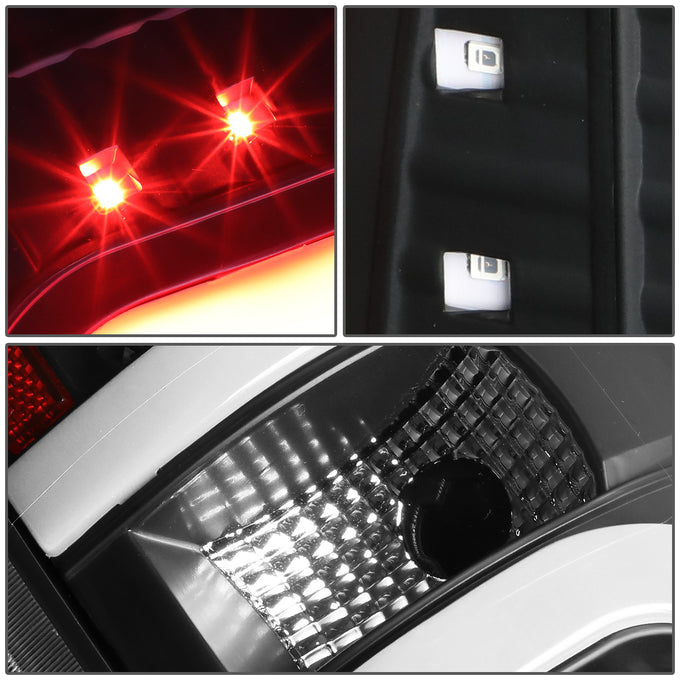 D-Motoring - Tail lights - Dual LED C-Bar - Black Housing - Clear Lens - Plug-n-Play - Pair - 09-14 Ford F-150 - 4
