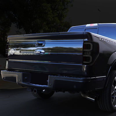 D-Motoring - Tail lights - Dual LED C-Bar - Black Housing - Smoked Lens - Plug-n-Play - Pair - 09-14 Ford F-150 - 7