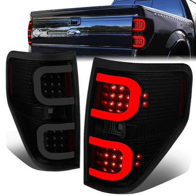 Dual LED C-Bar Brake Tail Lights (Tinted)<br>09-14 Ford F150