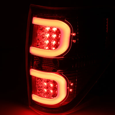 D-Motoring - Tail lights - Dual LED C-Bar - Chrome Housing - Clear Lens - Plug-n-Play - Pair - 09-14 Ford F-150 - 3
