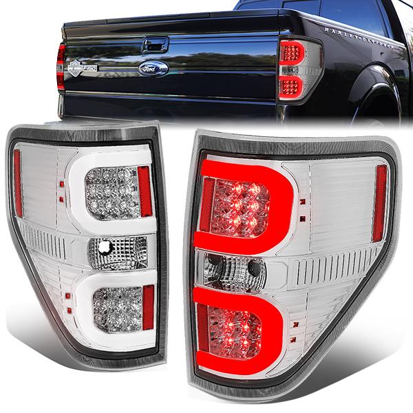 Dual LED C-Bar Brake Tail Lights (Clear)<br>09-14 Ford F150