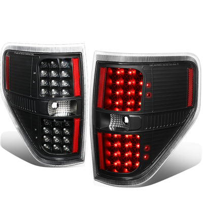 D-Motoring - Tail lights - Full LED - Black Housing - Clear Lens - Plug-n-Play - Pair - 09-14 Ford F-150 - 1