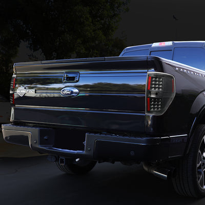 D-Motoring - Tail lights - Full LED - Black Housing - Clear Lens - Plug-n-Play - Pair - 09-14 Ford F-150 - 7