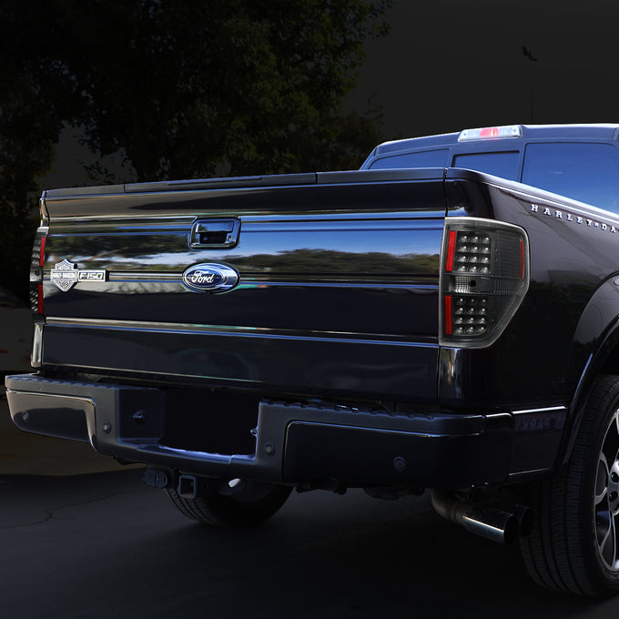 D-Motoring - Tail lights - Full LED - Black Housing - Clear Lens - Plug-n-Play - Pair - 09-14 Ford F-150 - 7