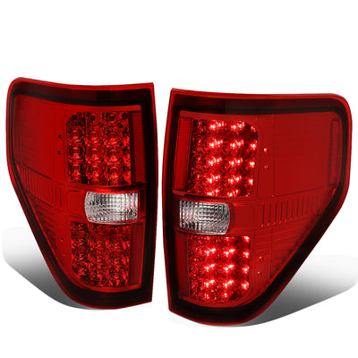 D-Motoring - Tail lights - Full LED - Chrome Housing - Red Lens - Plug-n-Play - Pair - 09-14 Ford F-150 - 1