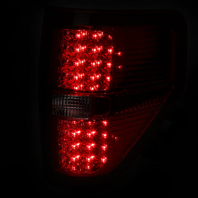 D-Motoring - Tail lights - Full LED - Chrome Housing - Red Lens - Plug-n-Play - Pair - 09-14 Ford F-150 - 3