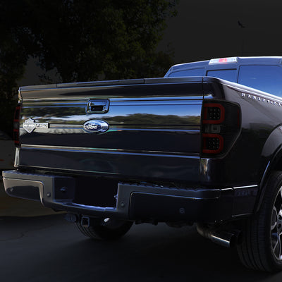 D-Motoring - Tail lights - Dual Red LED C-Bar - Black Housing - Smoked Lens - Plug-n-Play - Pair - 09-14 Ford F-150 - 7