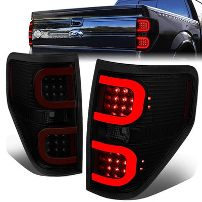 Dual Red LED C-Bar Tail Lights (Tinted)<br>09-14 Ford F150