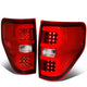 D-Motoring - Tail lights - Dual Red LED C-Bar - Chrome Housing - Red Lens - Plug-n-Play - Pair - 09-14 Ford F-150 - 1