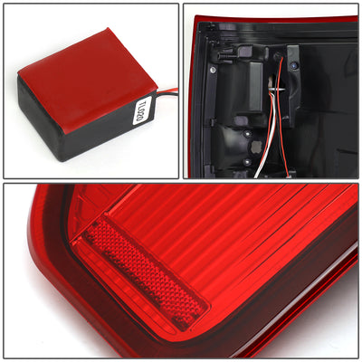 D-Motoring - Tail lights - Dual Red LED C-Bar - Chrome Housing - Red Lens - Plug-n-Play - Pair - 09-14 Ford F-150 - 5