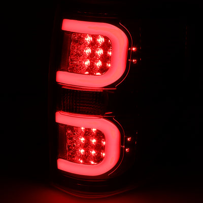 D-Motoring - Tail lights - Dual Red LED C-Bar - Chrome Housing - Red Lens - Plug-n-Play - Pair - 09-14 Ford F-150 - 3