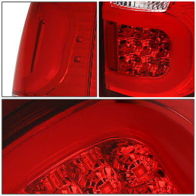 D-Motoring - Tail lights - Dual Red LED C-Bar - Chrome Housing - Red Lens - Plug-n-Play - Pair - 09-14 Ford F-150 - 4