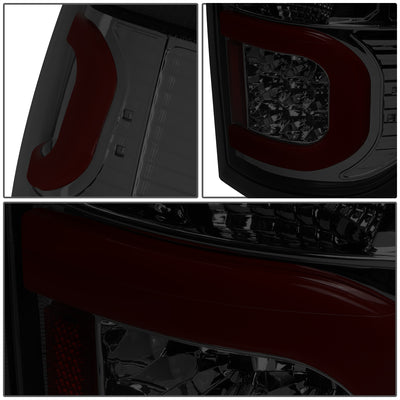 D-Motoring - Tail lights - Dual Red LED C-Bar - Chrome Housing - Smoked Lens - Plug-n-Play - Pair - 09-14 Ford F-150 - 4