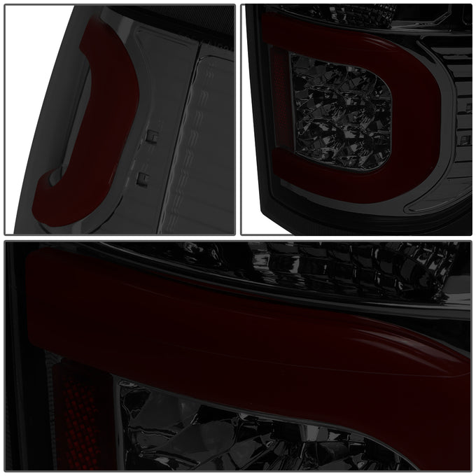 D-Motoring - Tail lights - Dual Red LED C-Bar - Chrome Housing - Smoked Lens - Plug-n-Play - Pair - 09-14 Ford F-150 - 4